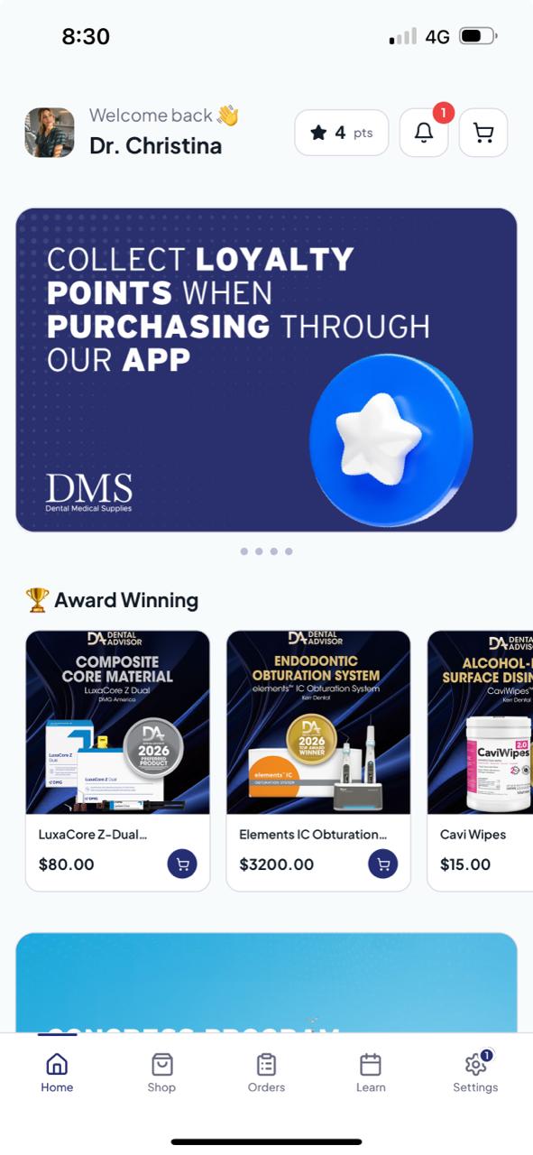 DMS app — loyalty points card