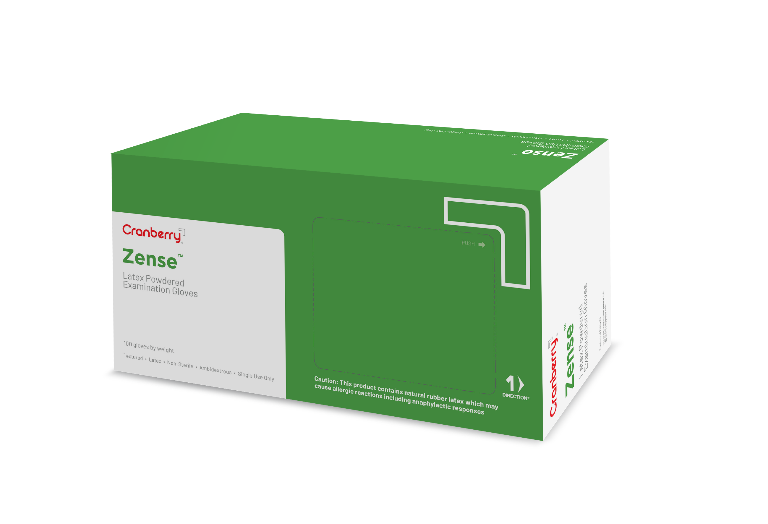 Zense Latex Powdered Examination Gloves White